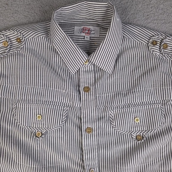 Brooklyn Basement Shirt Mens XL White Striped Button Down Urban Short Sleeve - Picture 2 of 16
